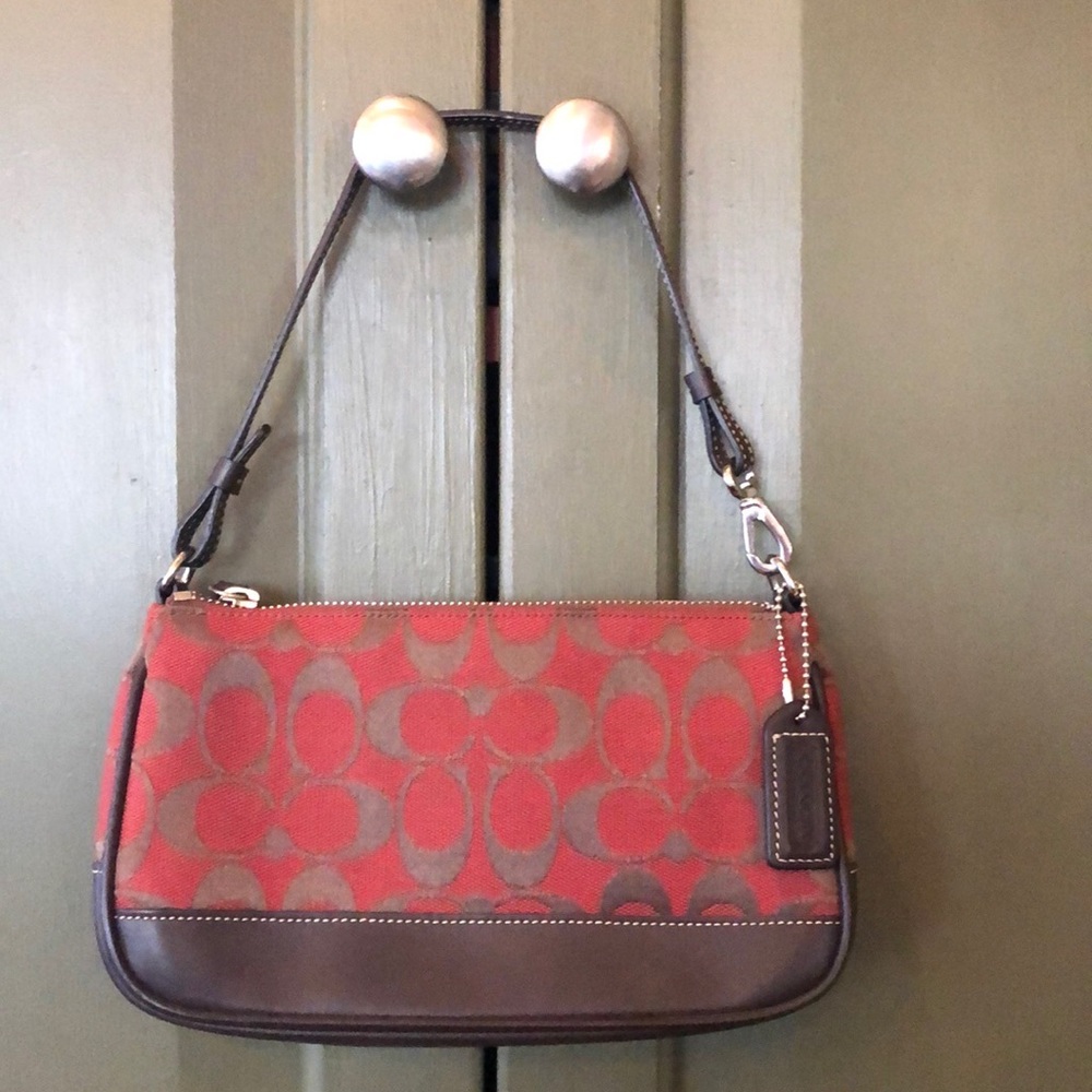 Coach Bag
Red and Brown Fabric Clutch